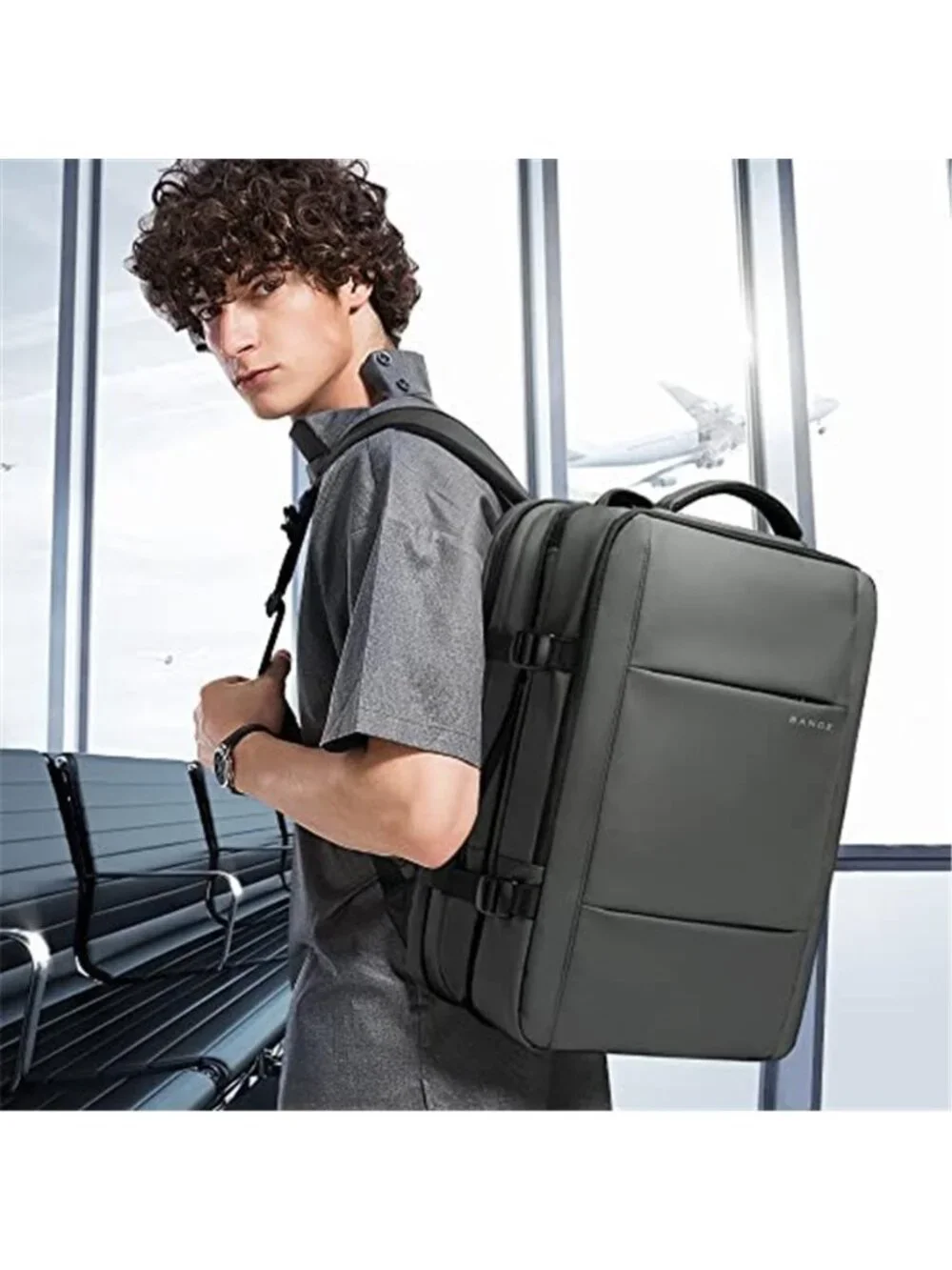 35L Expandable Travel Backpack Carry On Airline Approved Waterproof Laptop Grey